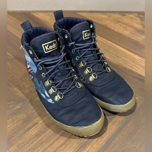 KEDS X Rifle Paper Co. Scout Womens Garden Party Boots Blue Canvas Ankle Size 7